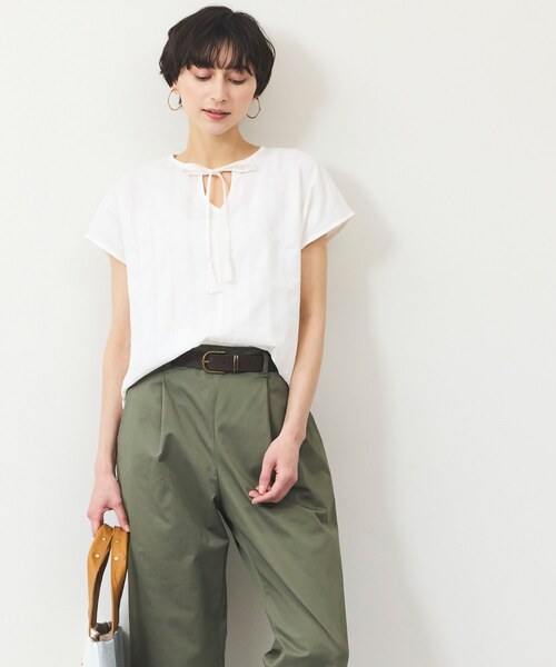 タッセル付きボーダーブラウス