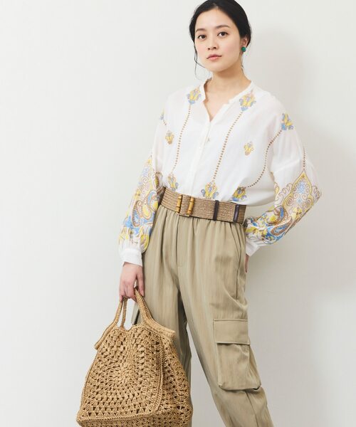 ペイズリー刺繍シャツ