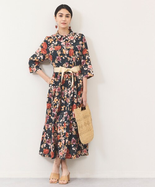 シアーフラワーシャツワンピース