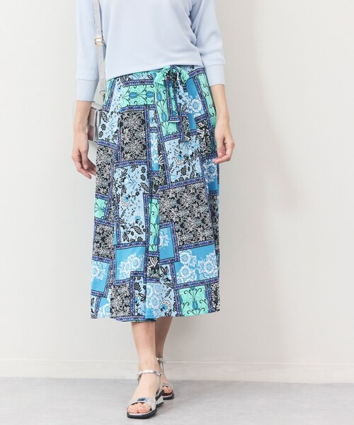 スカーフプリントジャージスカート