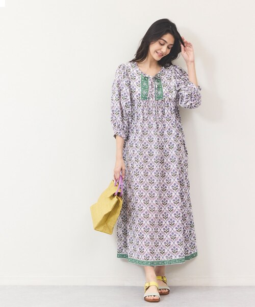 異柄切り替えAラインワンピース