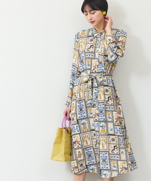 マルチプリントシャツワンピース