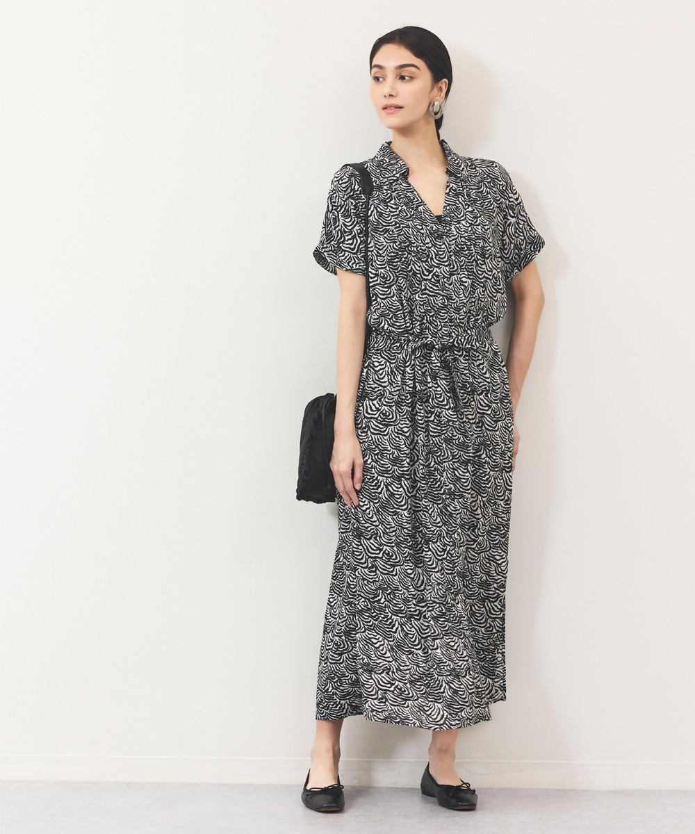 ウェーブプリントワンピース