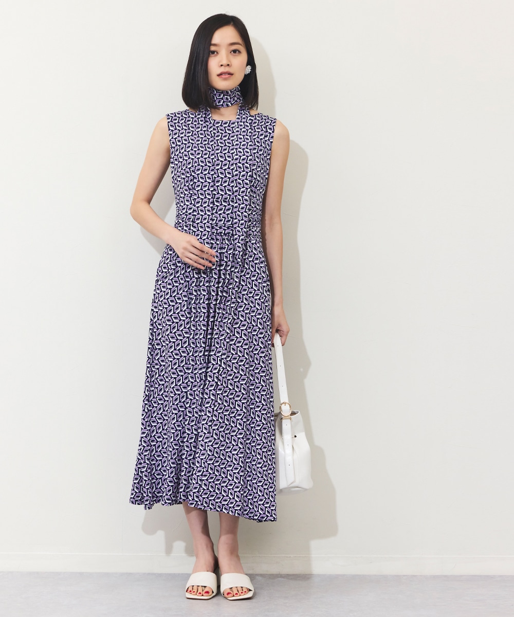 ジオメトリックプリントワンピース
