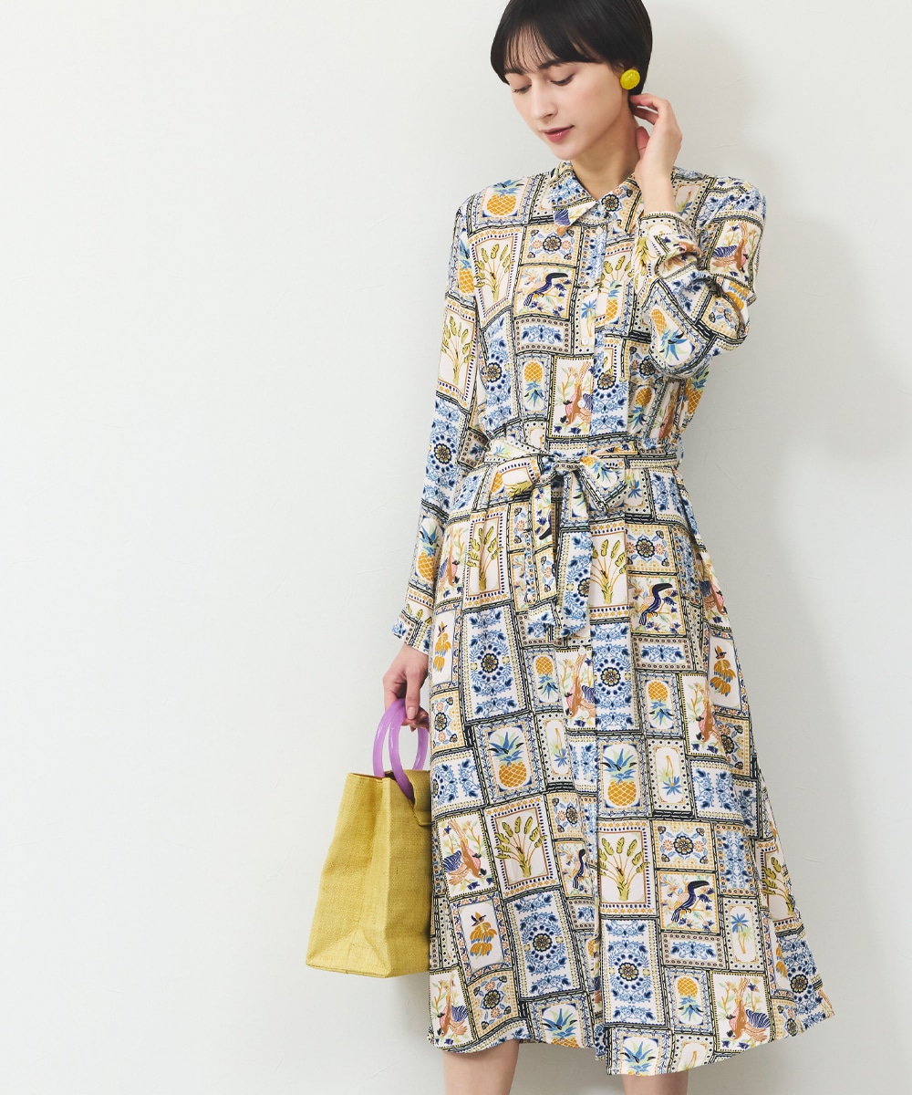 マルチプリントシャツワンピース