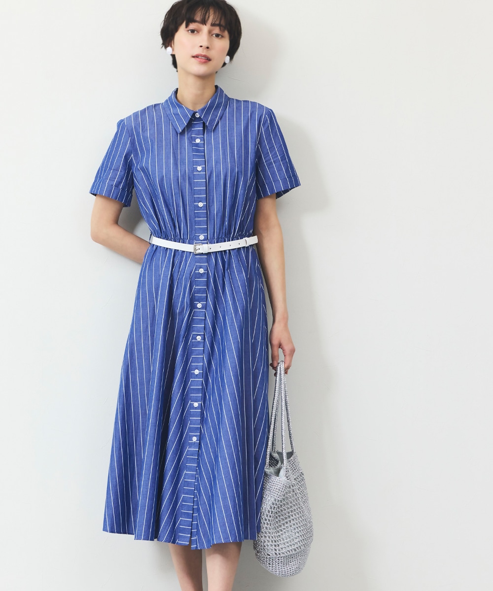 ストライプシャツワンピース