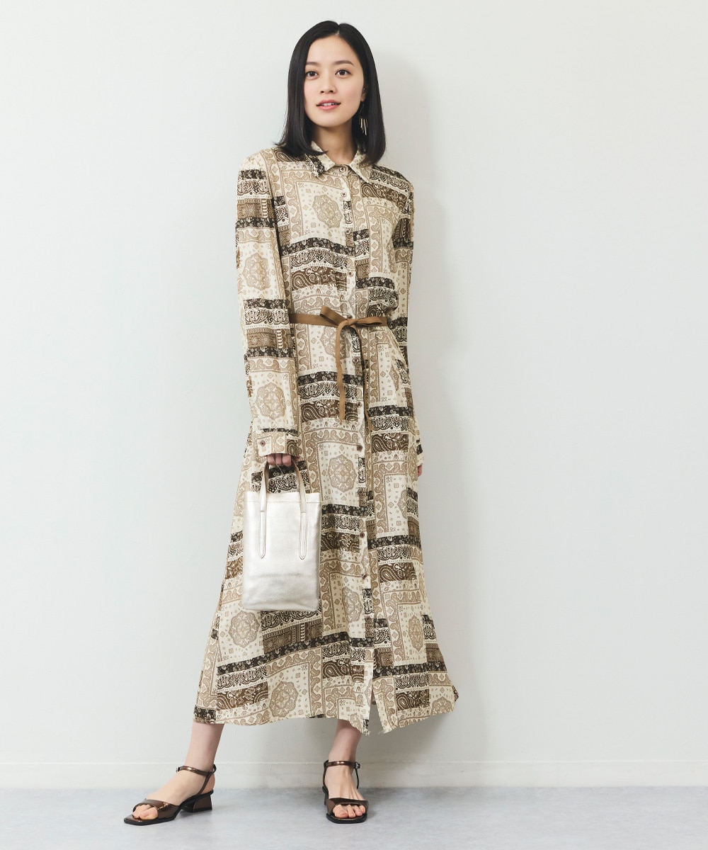 ペイズリーシャツワンピース