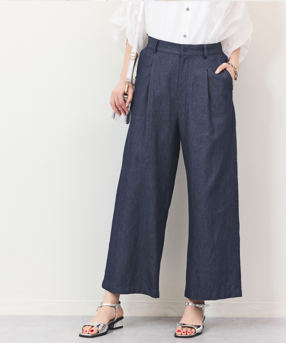 リネン混デニムパンツ