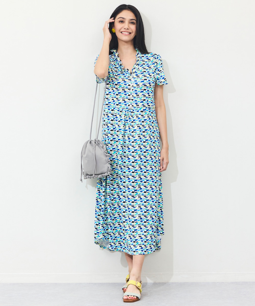 ジオメトリックプリントワンピース