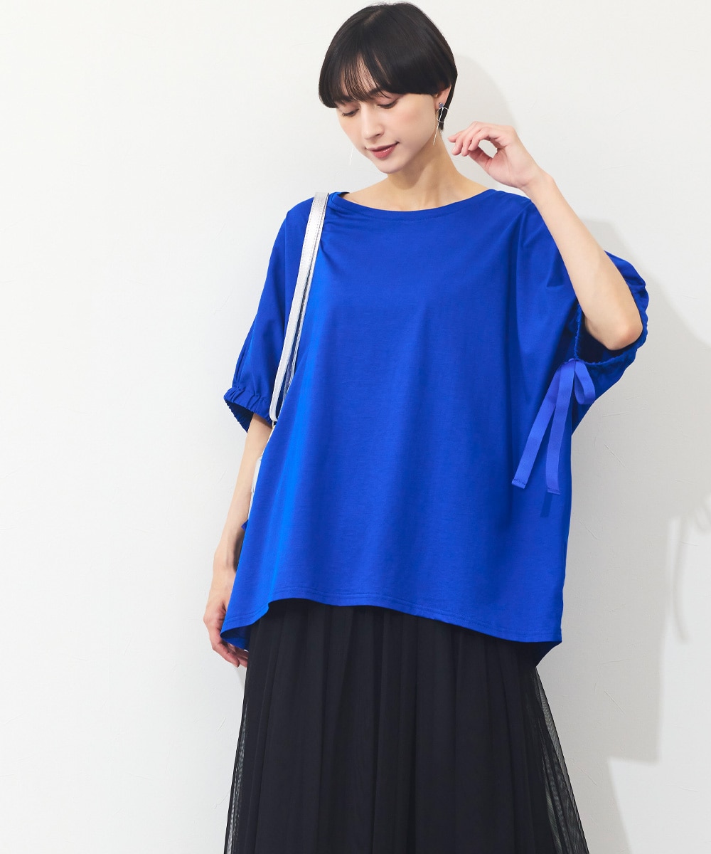 袖リボンTシャツ