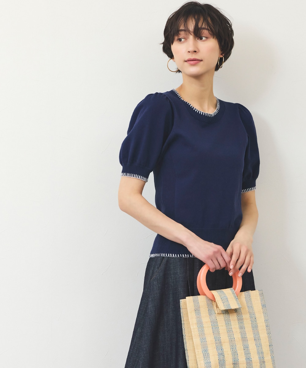 ステッチデザインニット