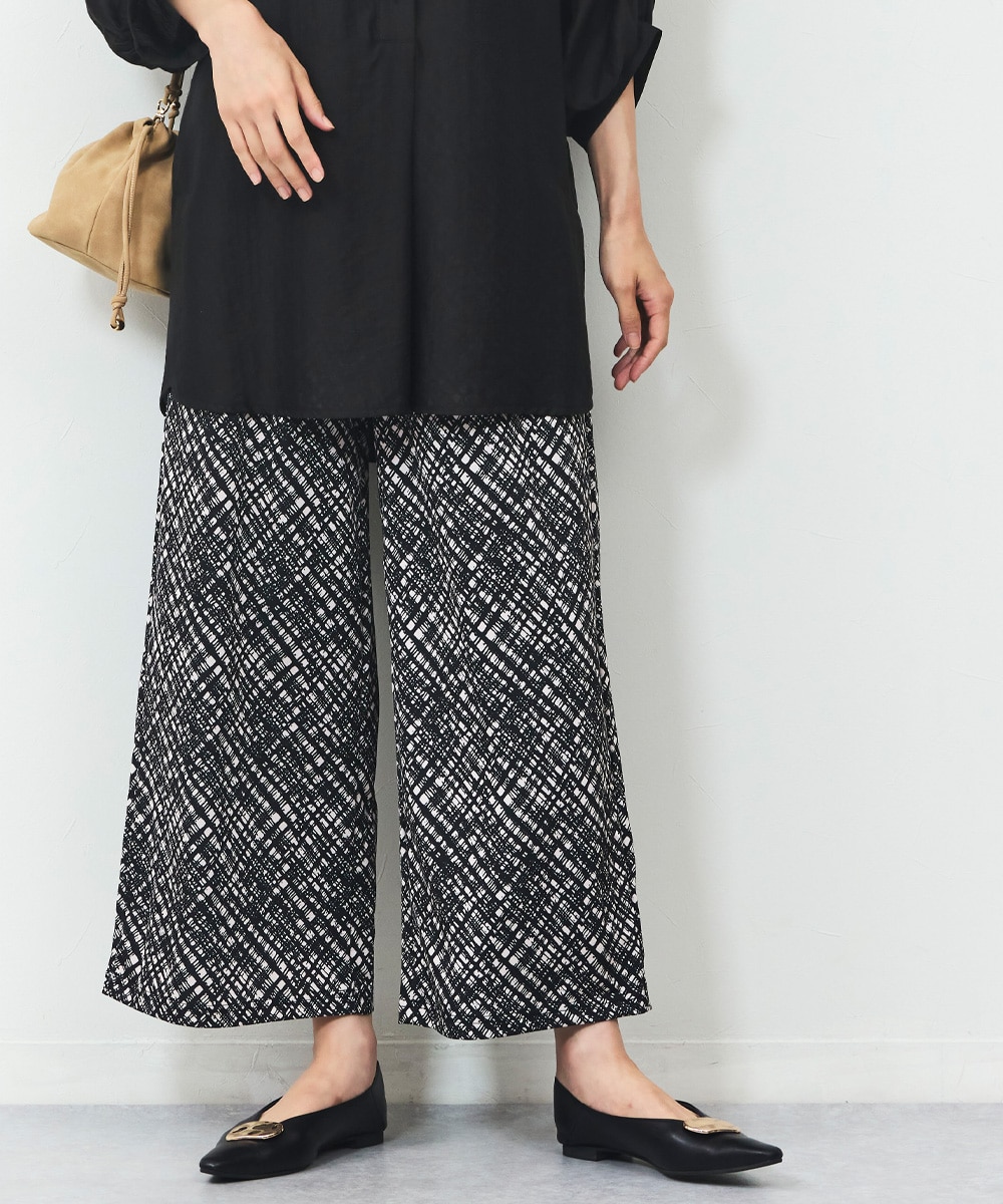 チェックプリントタッセルジャージパンツ