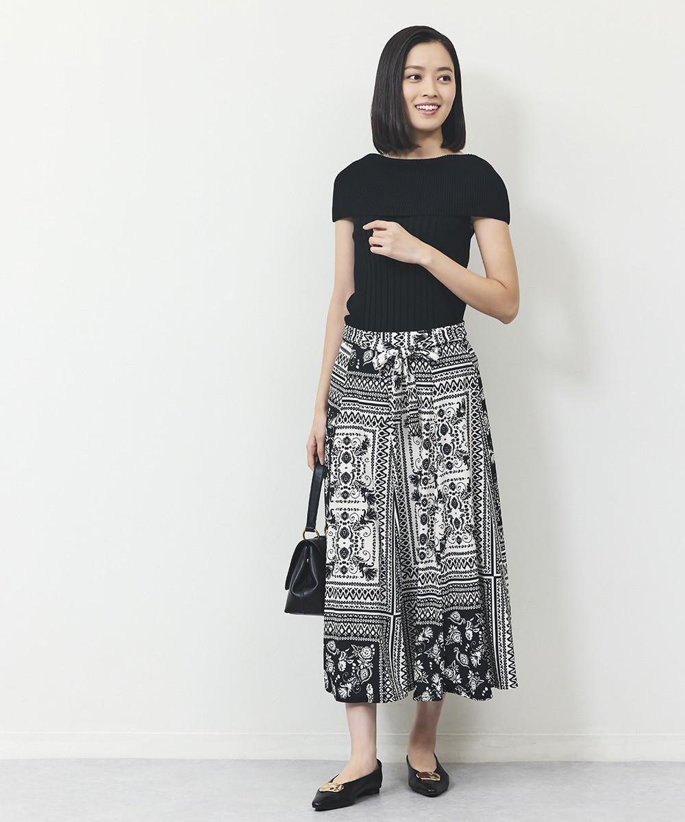 スカーフプリントジャージスカート