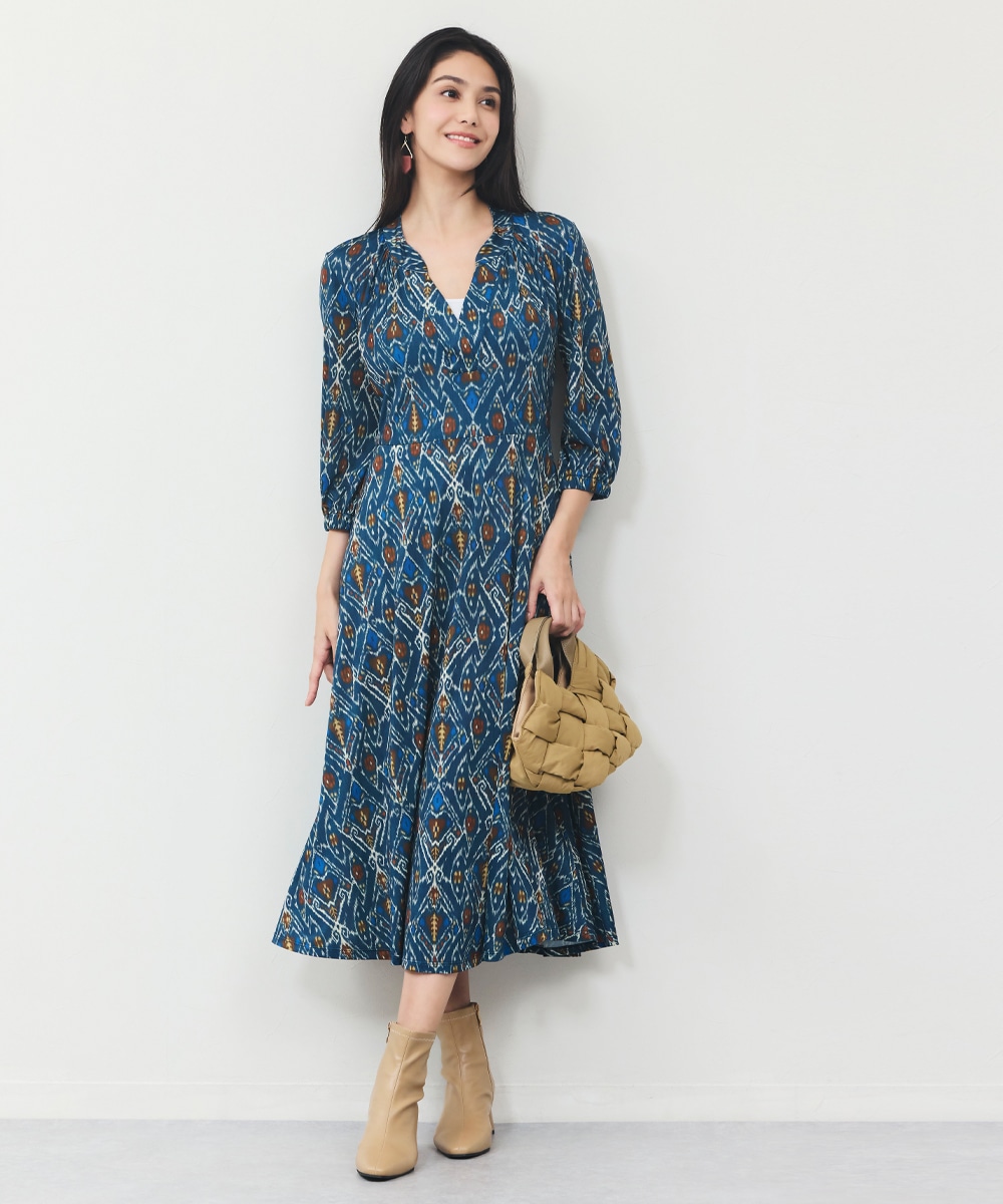 ぼかしプリントジャージワンピース