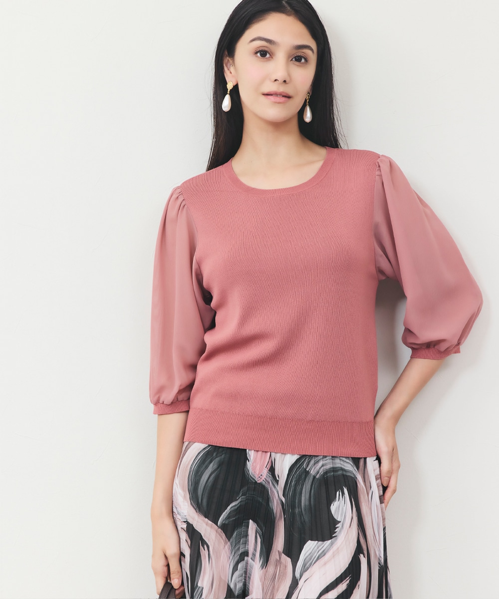 シフォン袖ニット