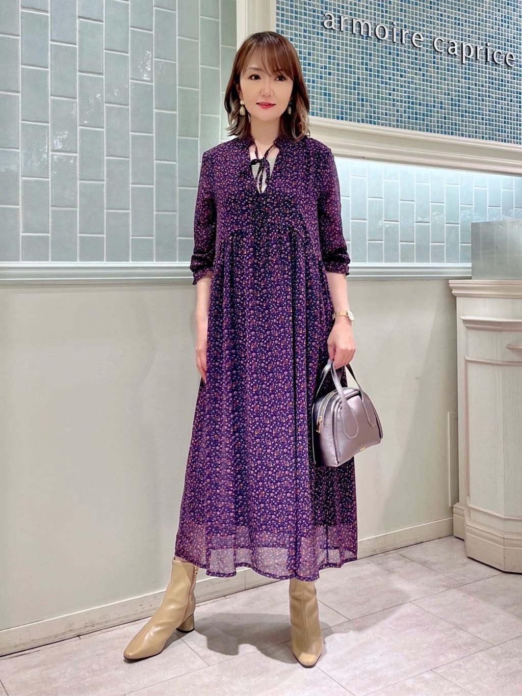 ペイズリーフラワーワンピース