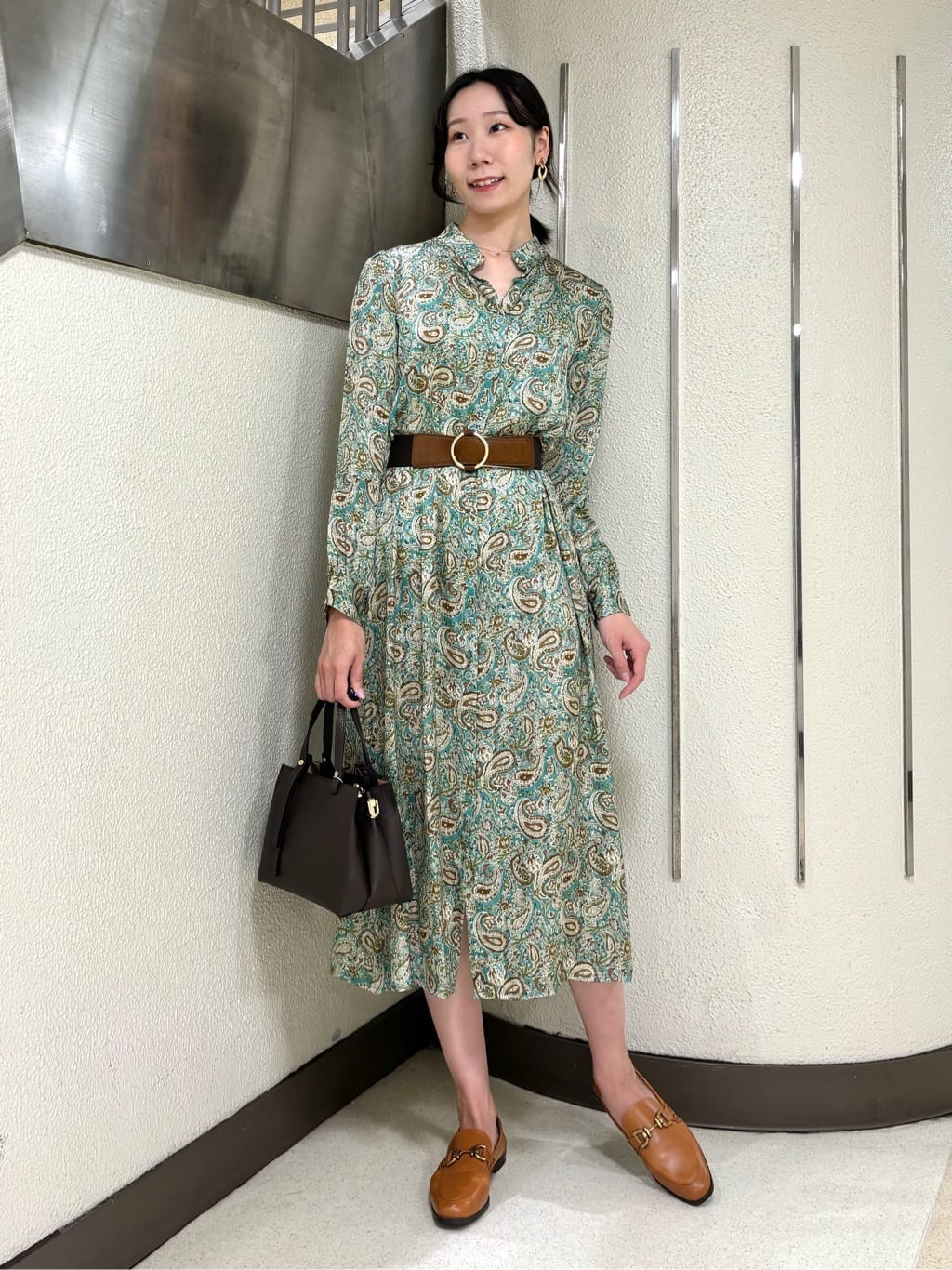 ペイズリーシャツワンピース