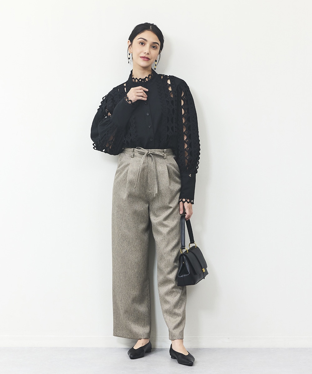 ウール調タックパンツ