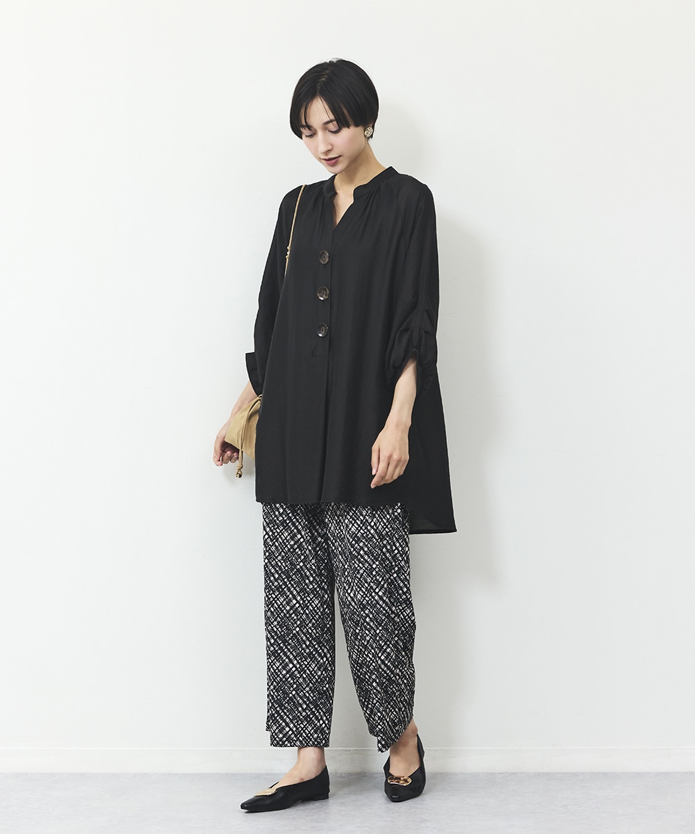 チェックプリントタッセルジャージパンツ