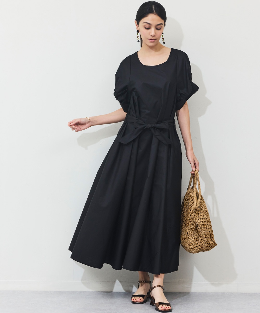 パフスリーブAラインワンピース