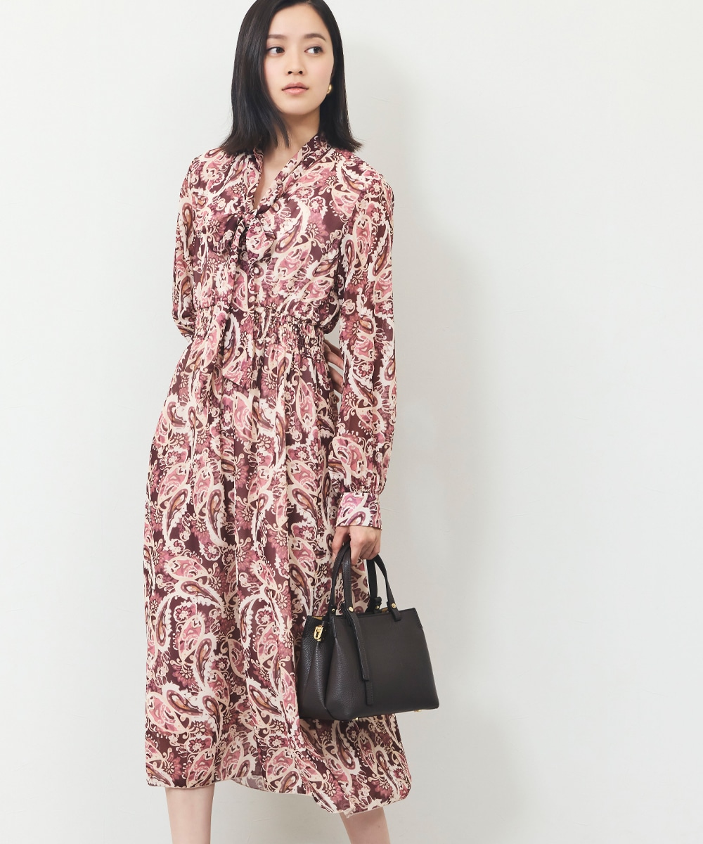 ペイズリーボウタイワンピース