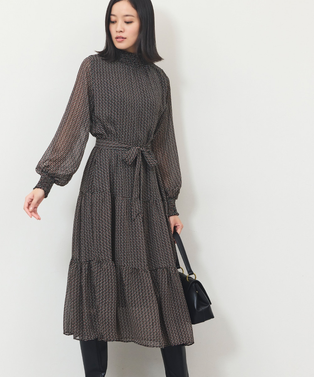 ジオメトリックプリントワンピース