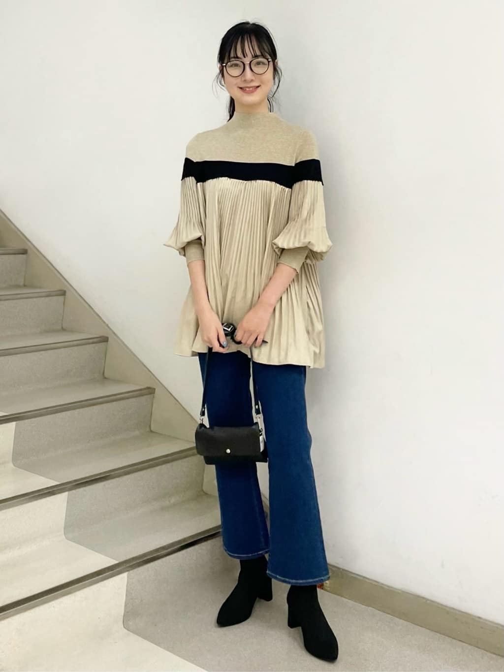 プリーツ切り替えチュニック