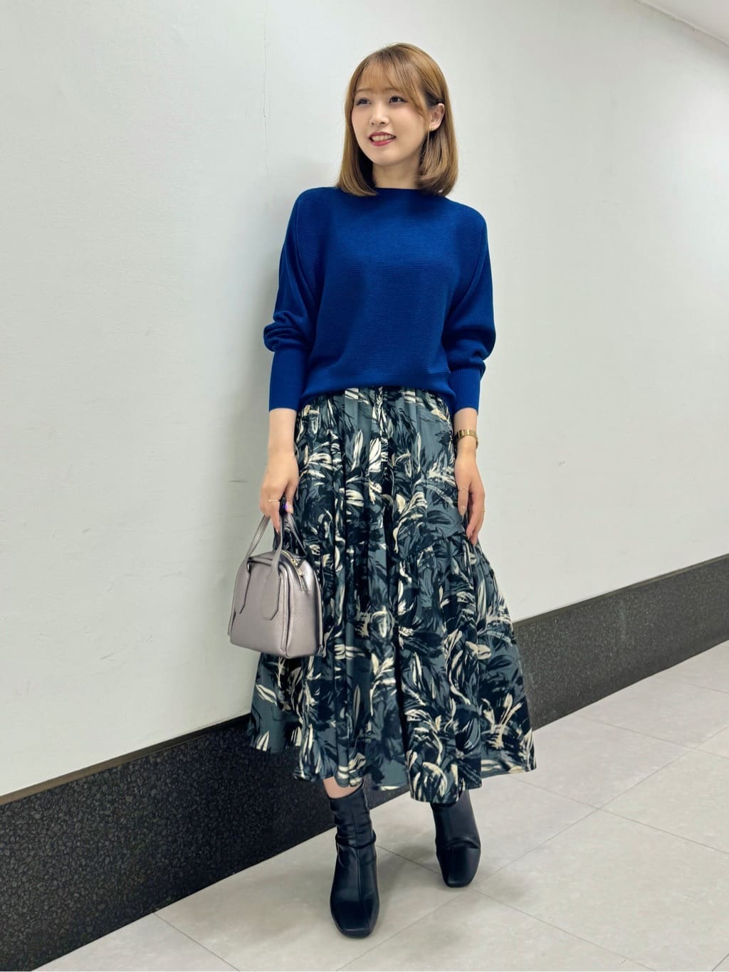 リーフプリントティアードスカート