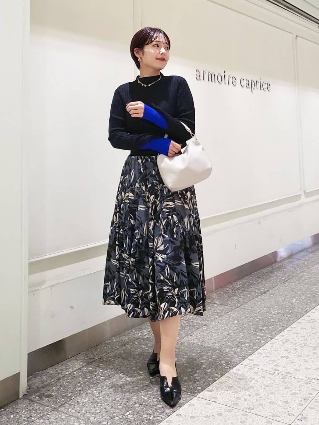 リーフプリントティアードスカート