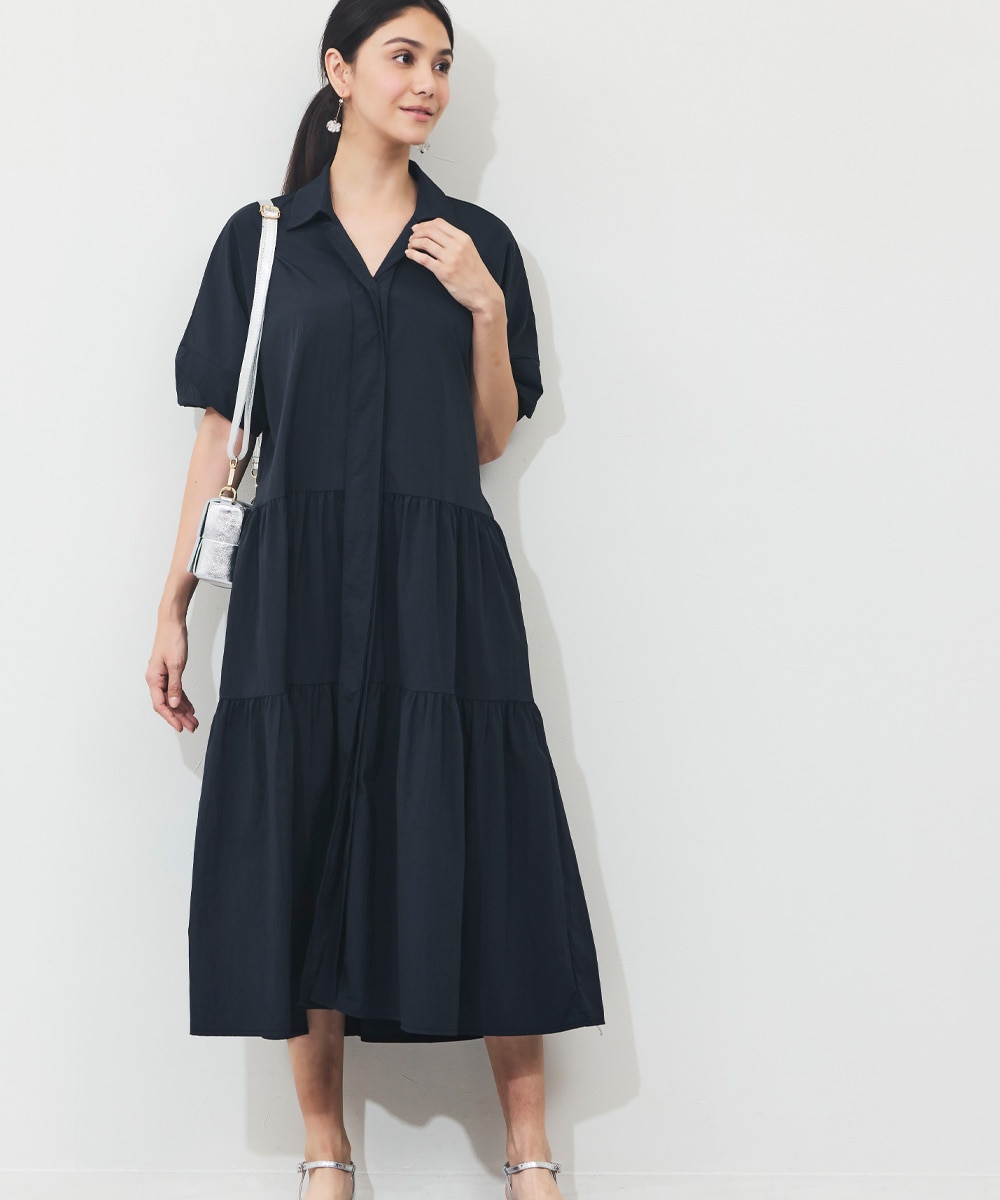 スリーブデザインティアードワンピース