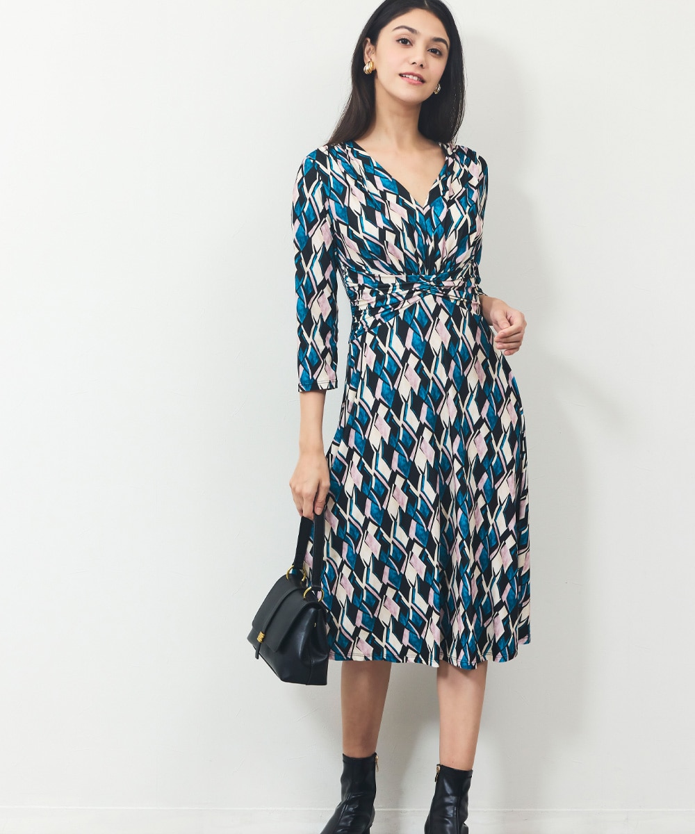 ジオメトリックプリントワンピース