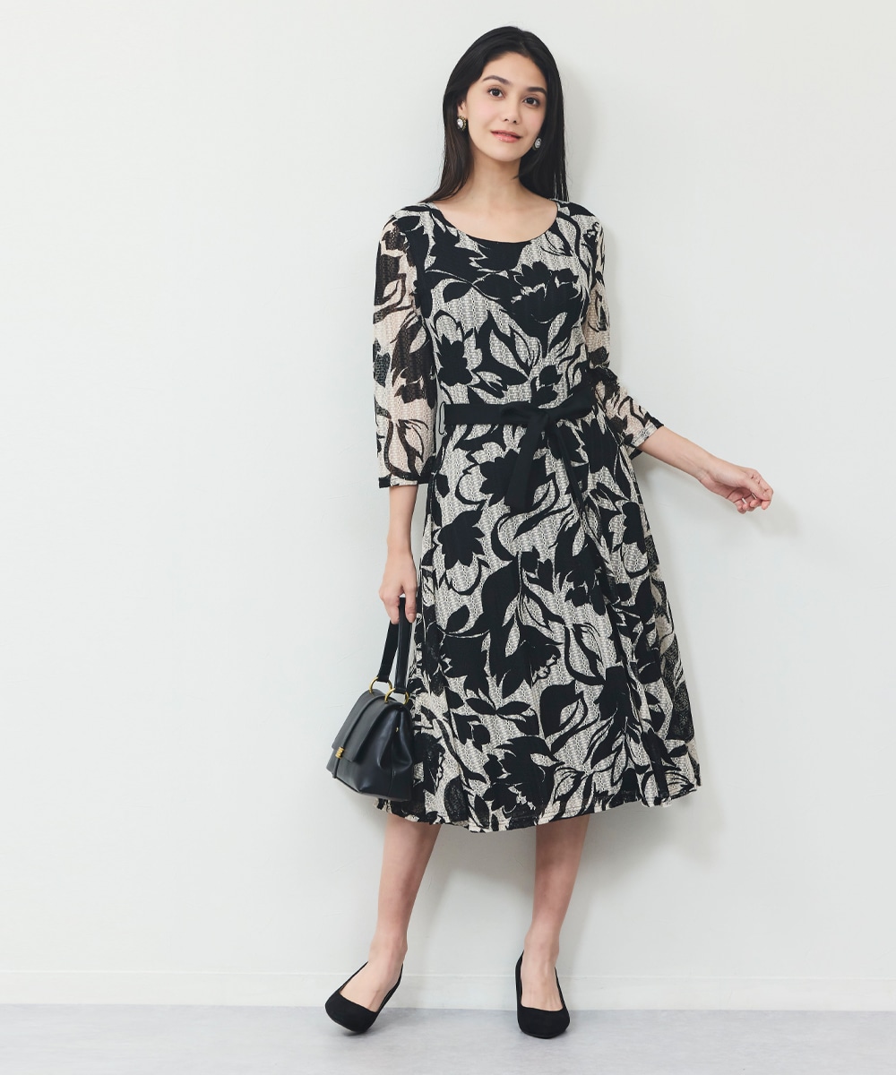 フラワーレースジャージワンピース