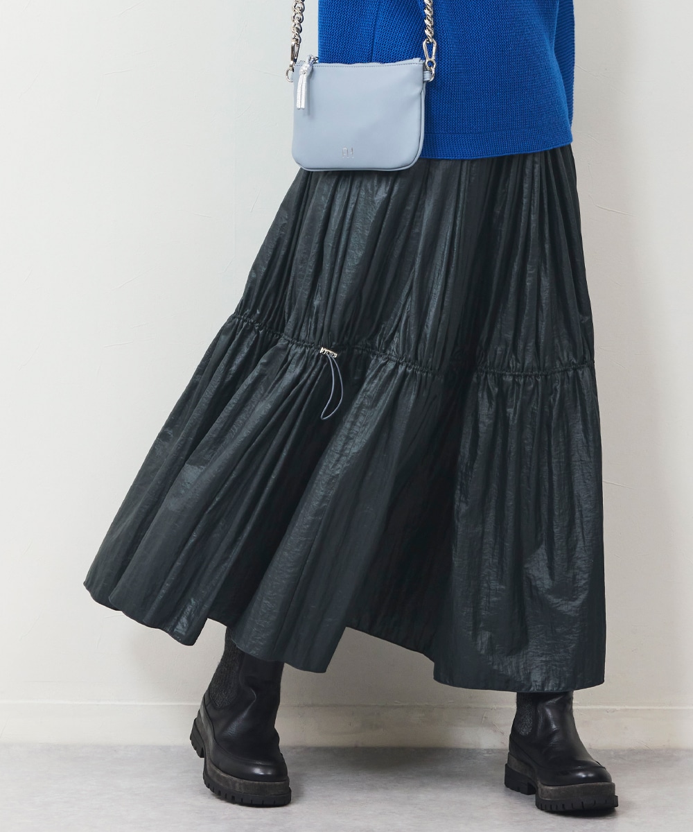 光沢ギャザースカート