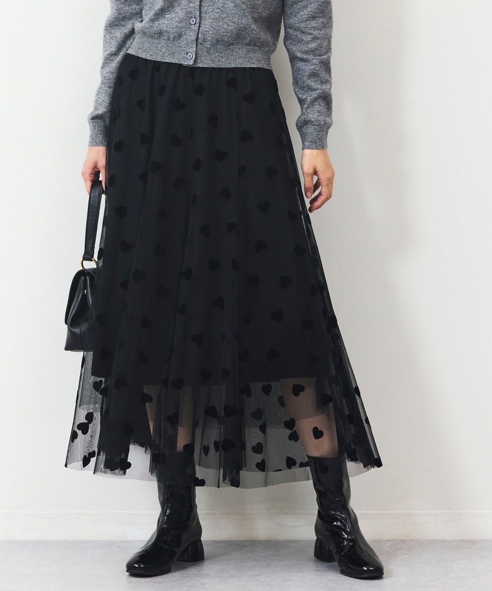 フロッキーハートチュールスカート