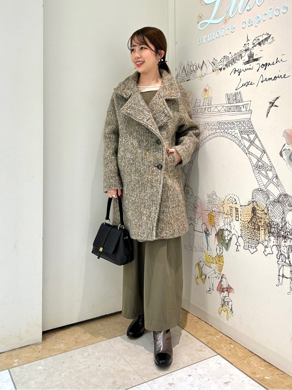 スタンドカラーブークレーコート