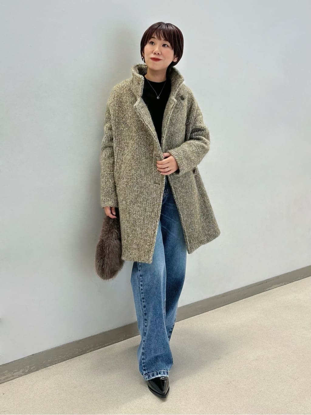 スタンドカラーブークレーコート