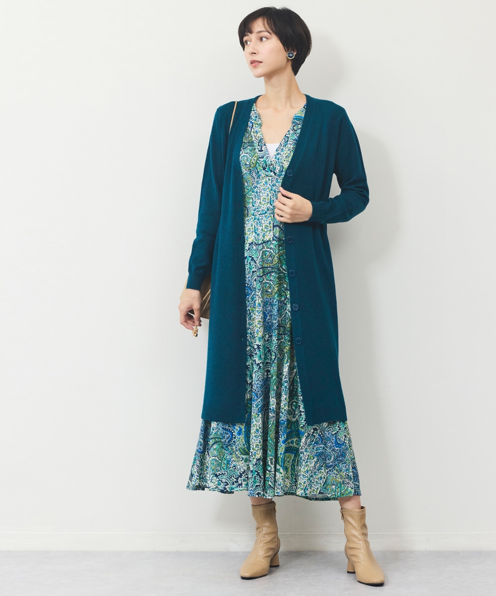 ボタンロングカーディガン