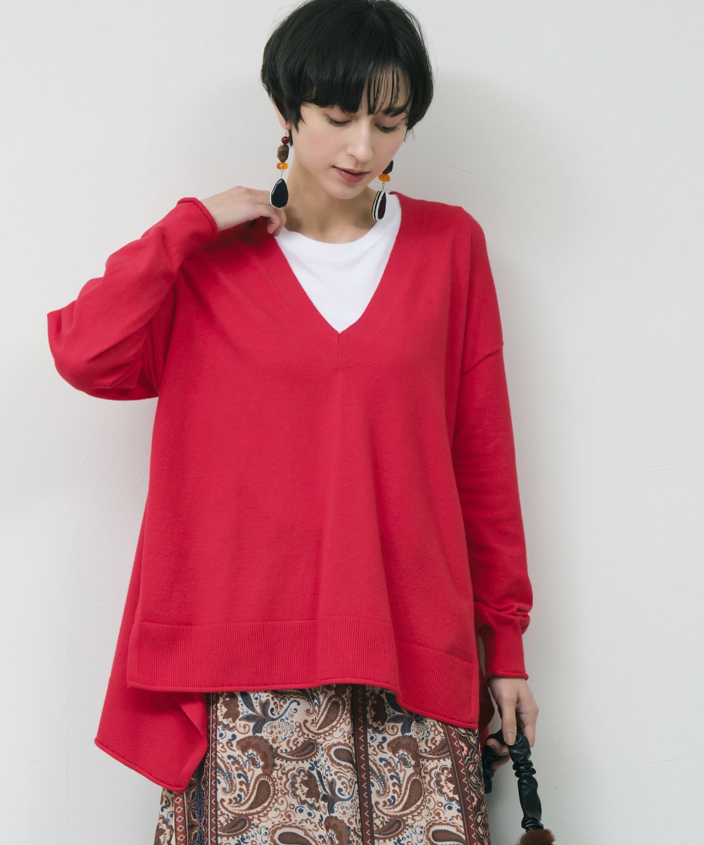 デザインVネックチュニック