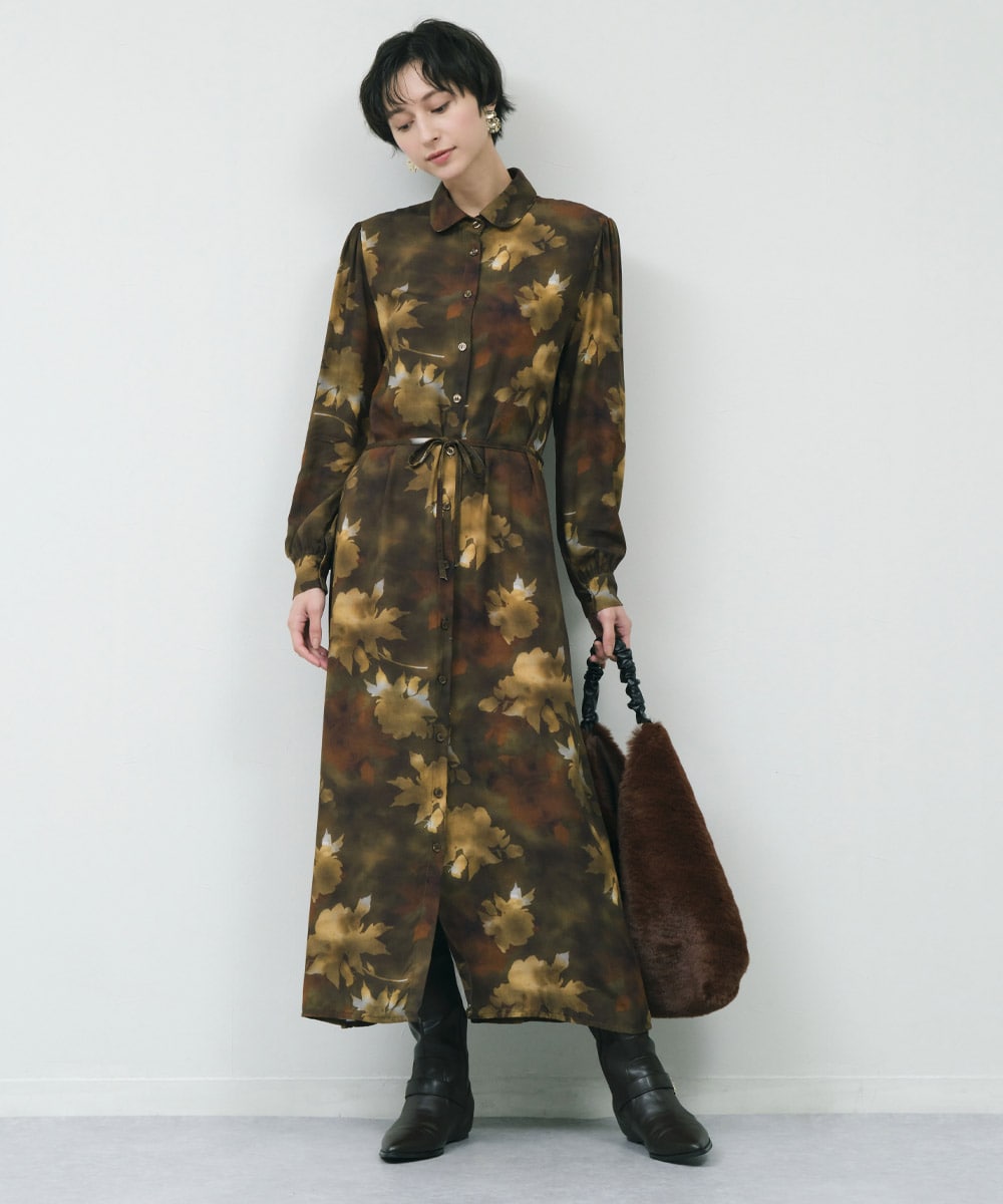 フラワーシャツワンピース