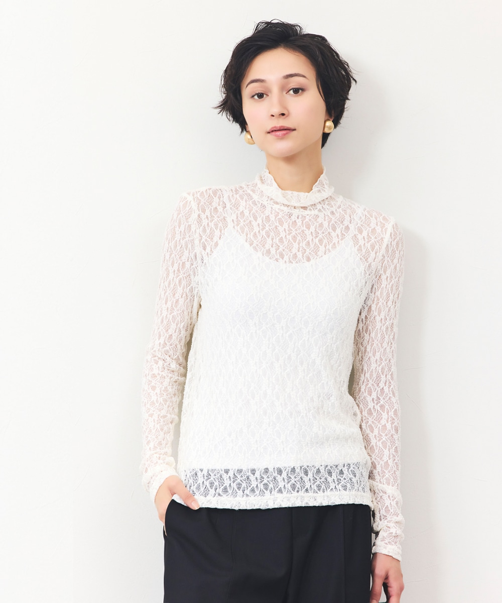 レースハイネックプルオーバー