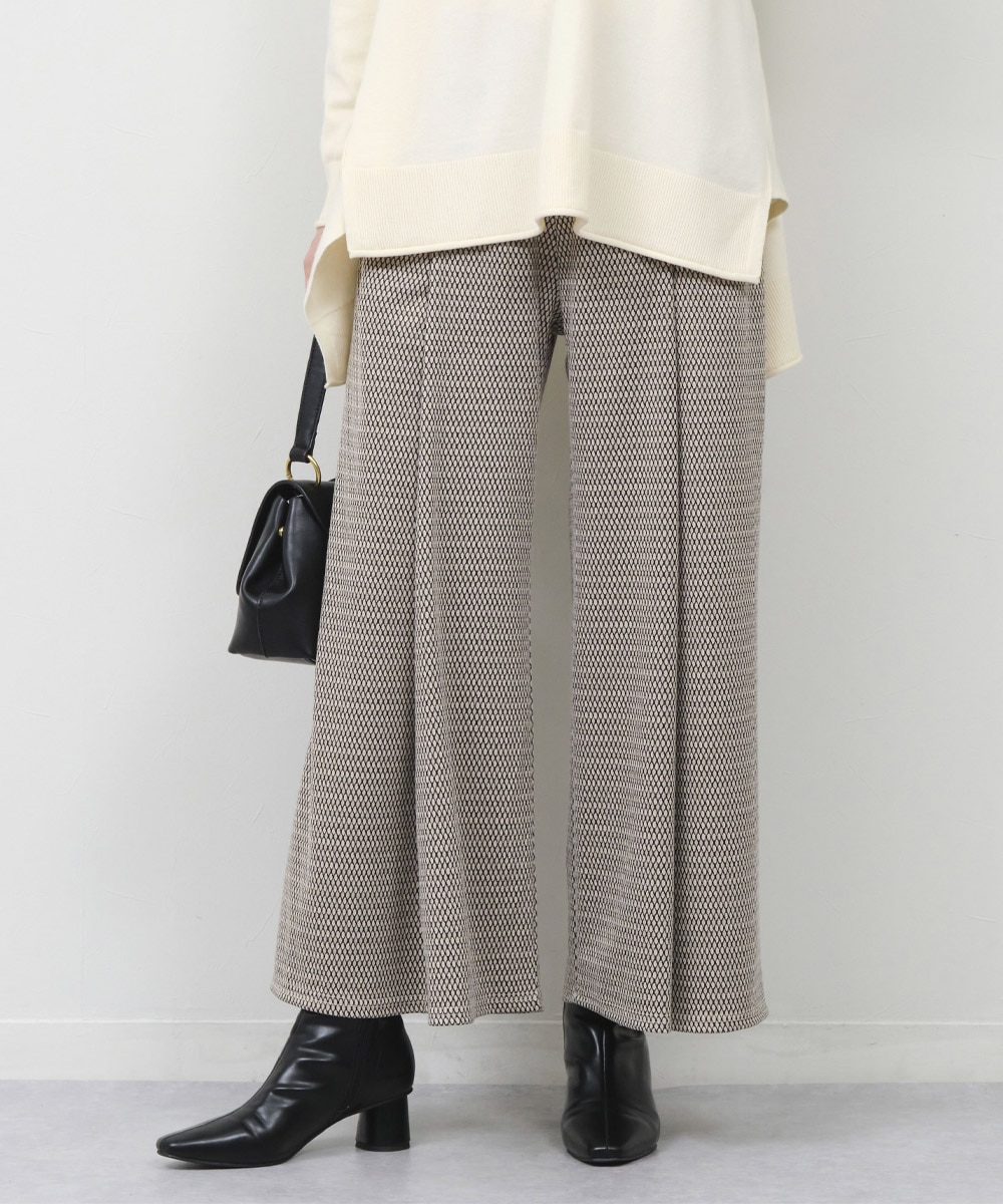 ボタンデザインジャカードパンツ