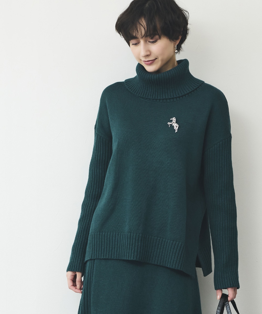 リブタートルニット