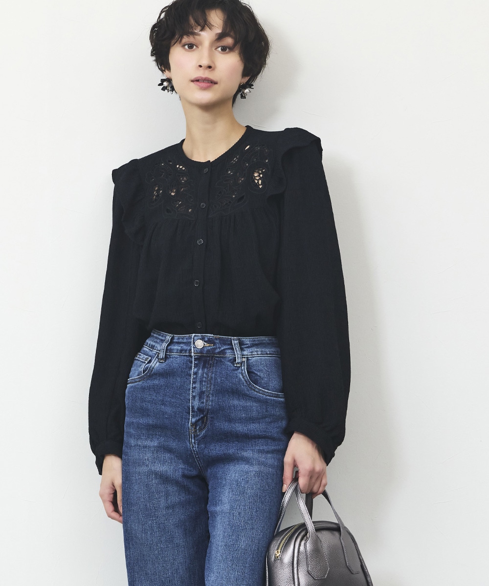 ヨークレースフリルブラウス
