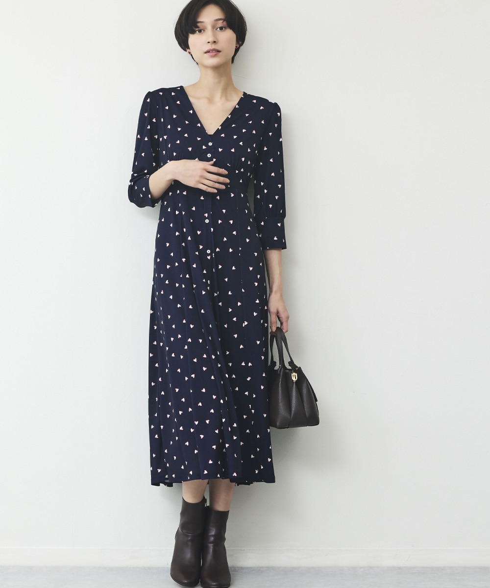 ドットハートジャージワンピース