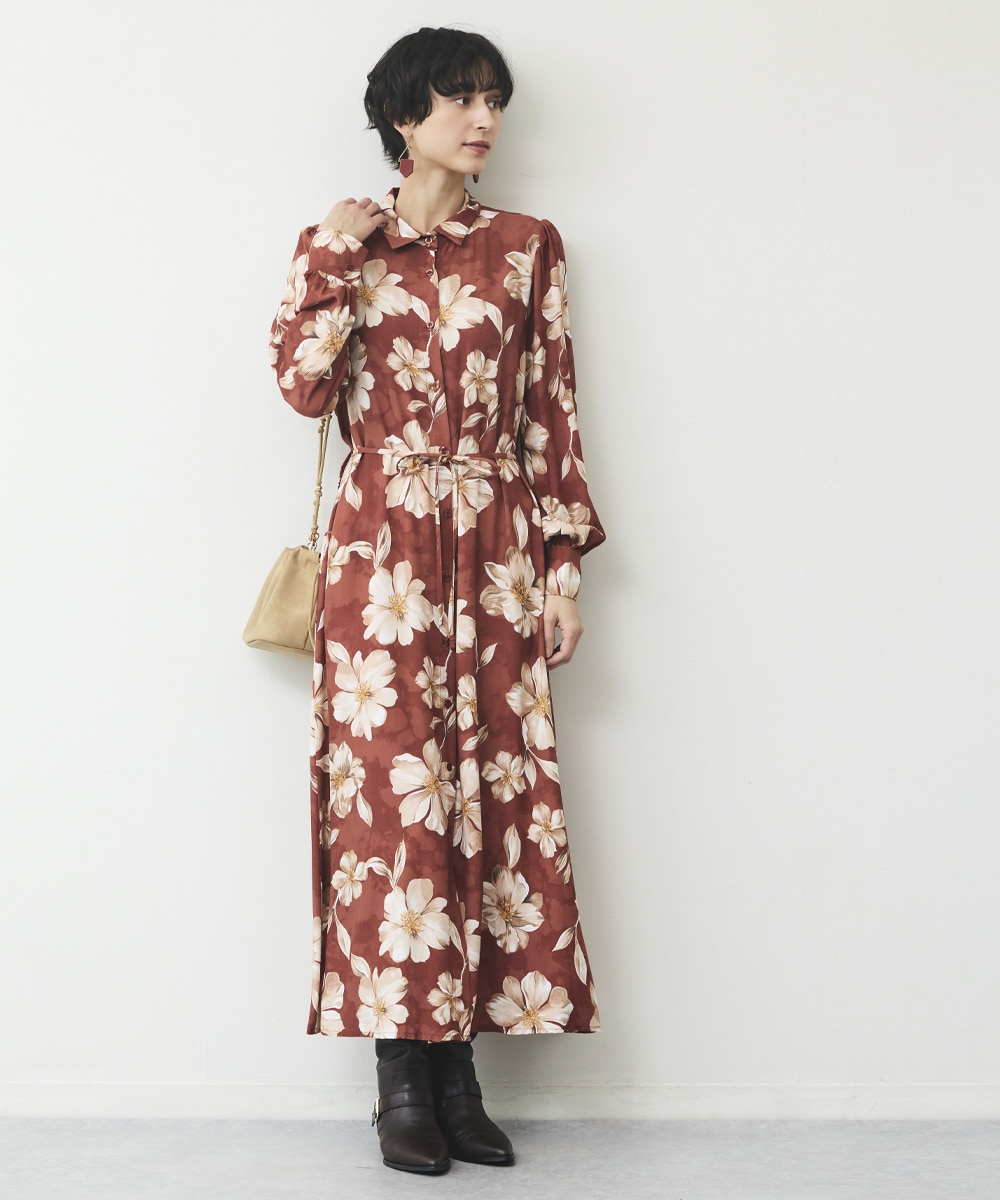 フラワープリントワンピース