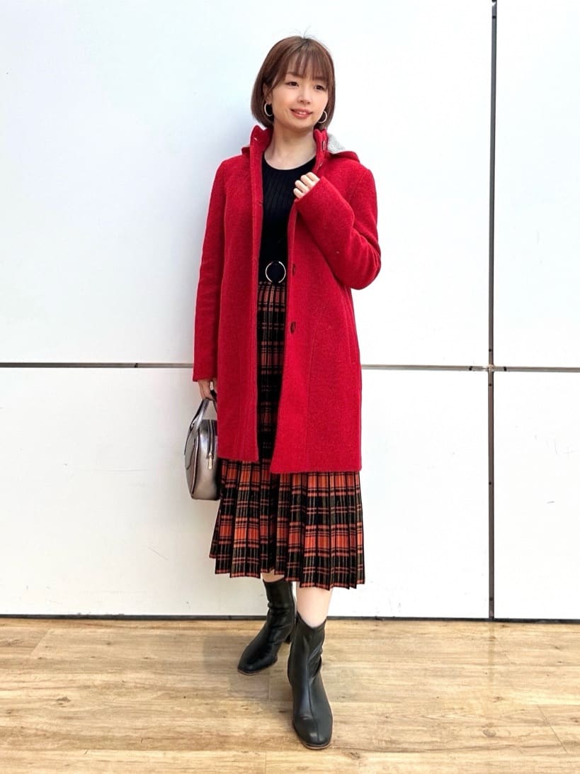 配色フーディーコート