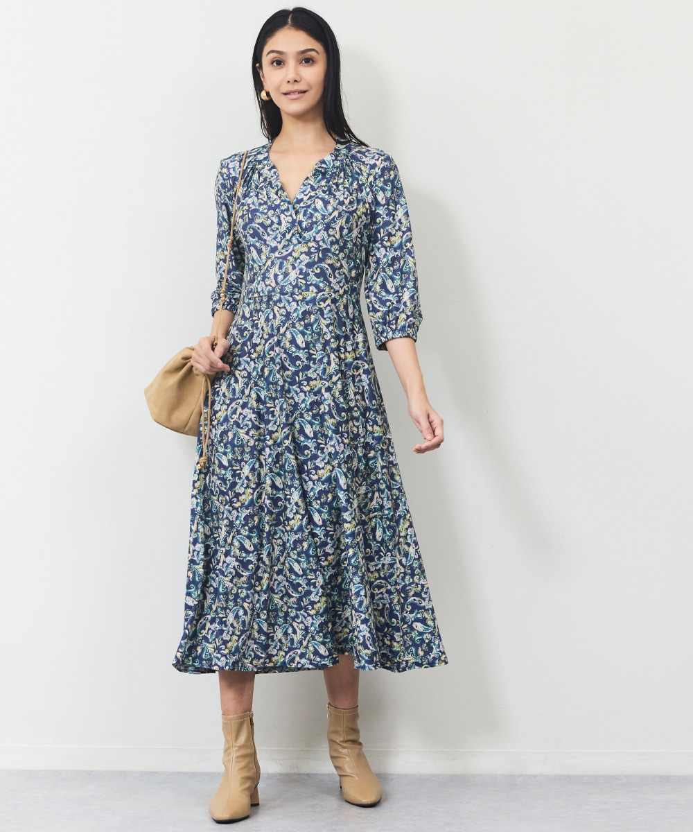 ペイズリージャージワンピース