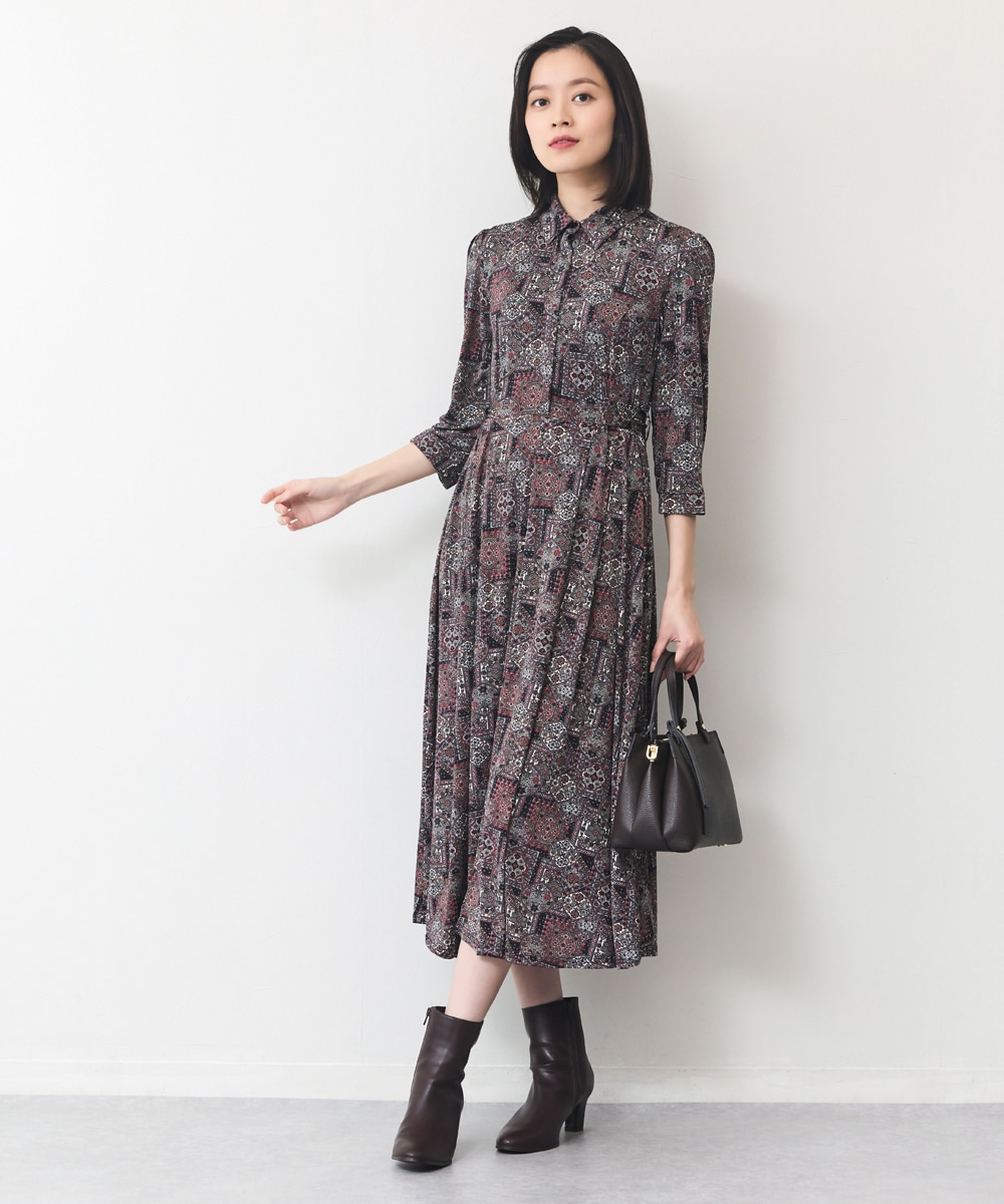 タイル風ペイズリージャージワンピース