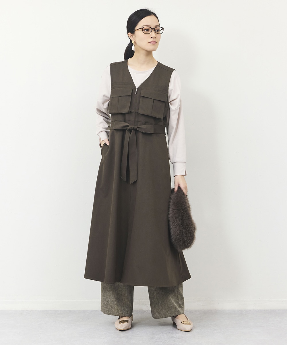 ポケット付きジレワンピース