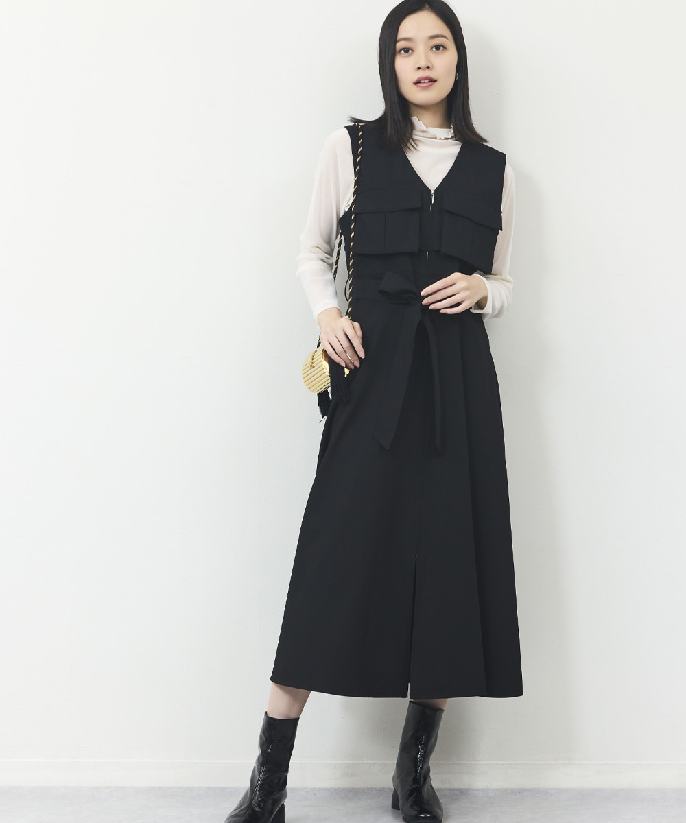 ポケット付きジレワンピース